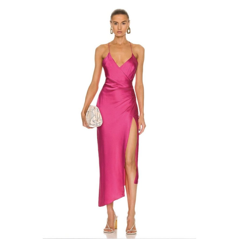 SER.O.YA Emma Silk Dress Fuchsia Purple Pink - Picture 1 of 5